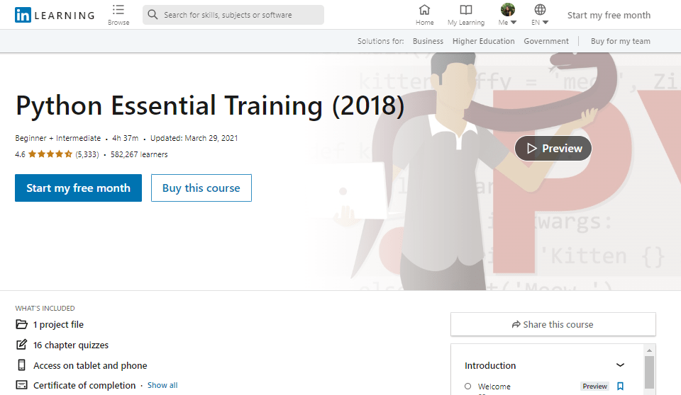 Python Essential Training (LinkedIn Learning)