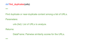 Example of code to detect duplicate content