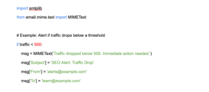 Example of the script to use for setting up an automatic email notification in the case of a traffic drop