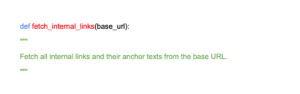 Example of code for extracting internal links with anchors