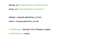 Example of code for checking XML sitemap and robots.txt files