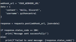 python code to discord webhook